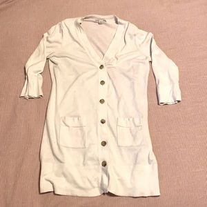 Cream/off-white Banana Republic long 3/4 sleeve button up cardigan